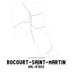 ROCOURT-SAINT-MARTIN Val-d'Oise. Minimalistic street map with black and white lines.