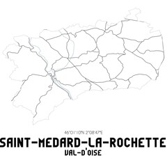 SAINT-MEDARD-LA-ROCHETTE Val-d'Oise. Minimalistic street map with black and white lines.