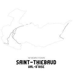SAINT-THIEBAUD Val-d'Oise. Minimalistic street map with black and white lines.