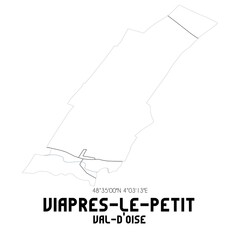 VIAPRES-LE-PETIT Val-d'Oise. Minimalistic street map with black and white lines.