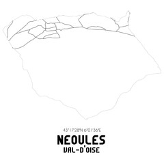 NEOULES Val-d'Oise. Minimalistic street map with black and white lines.