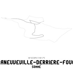 LANEUVEVILLE-DERRIERE-FOUG Somme. Minimalistic street map with black and white lines.