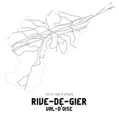 RIVE-DE-GIER Val-d'Oise. Minimalistic street map with black and white lines.