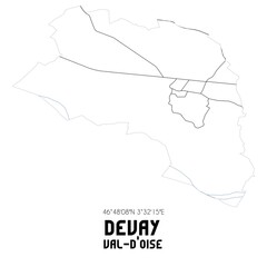 DEVAY Val-d'Oise. Minimalistic street map with black and white lines.