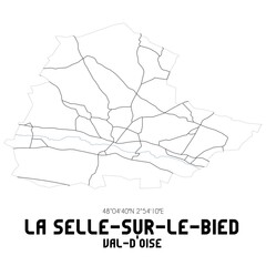 LA SELLE-SUR-LE-BIED Val-d'Oise. Minimalistic street map with black and white lines.