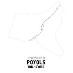 POYOLS Val-d'Oise. Minimalistic street map with black and white lines.
