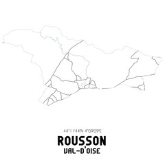 ROUSSON Val-d'Oise. Minimalistic street map with black and white lines.