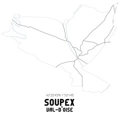 SOUPEX Val-d'Oise. Minimalistic street map with black and white lines.