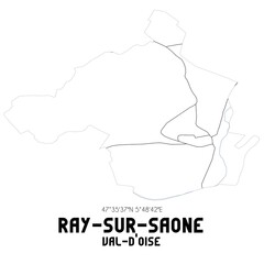 RAY-SUR-SAONE Val-d'Oise. Minimalistic street map with black and white lines.