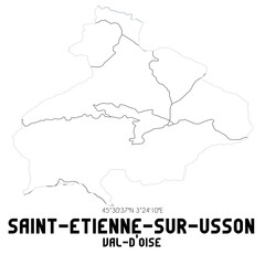 SAINT-ETIENNE-SUR-USSON Val-d'Oise. Minimalistic street map with black and white lines.