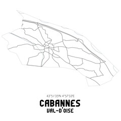 CABANNES Val-d'Oise. Minimalistic street map with black and white lines.