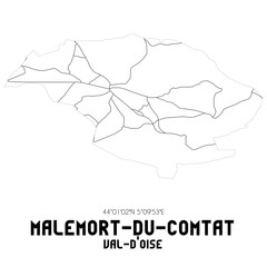 MALEMORT-DU-COMTAT Val-d'Oise. Minimalistic street map with black and white lines.