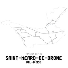 SAINT-MEARD-DE-DRONE Val-d'Oise. Minimalistic street map with black and white lines.