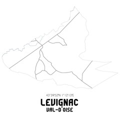 LEVIGNAC Val-d'Oise. Minimalistic street map with black and white lines.
