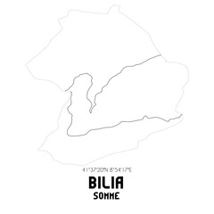 BILIA Somme. Minimalistic street map with black and white lines.