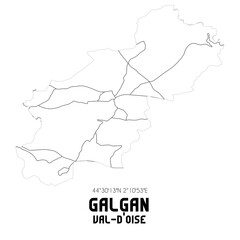 GALGAN Val-d'Oise. Minimalistic street map with black and white lines.