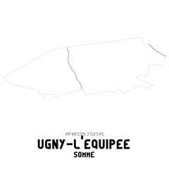 UGNY-L'EQUIPEE Somme. Minimalistic street map with black and white lines.