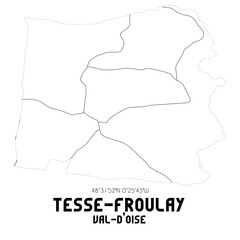 TESSE-FROULAY Val-d'Oise. Minimalistic street map with black and white lines.