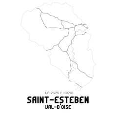 SAINT-ESTEBEN Val-d'Oise. Minimalistic street map with black and white lines.