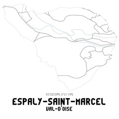 ESPALY-SAINT-MARCEL Val-d'Oise. Minimalistic street map with black and white lines.