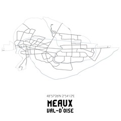 MEAUX Val-d'Oise. Minimalistic street map with black and white lines.