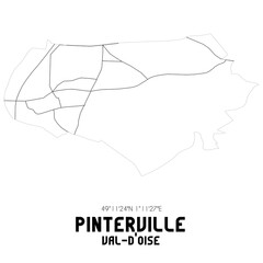 PINTERVILLE Val-d'Oise. Minimalistic street map with black and white lines.