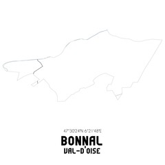 BONNAL Val-d'Oise. Minimalistic street map with black and white lines.