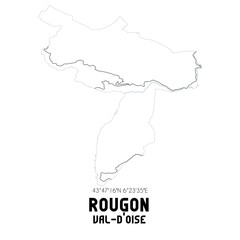ROUGON Val-d'Oise. Minimalistic street map with black and white lines.