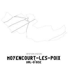 MOYENCOURT-LES-POIX Val-d'Oise. Minimalistic street map with black and white lines.