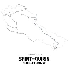 SAINT-QUIRIN Seine-et-Marne. Minimalistic street map with black and white lines.