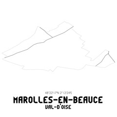 MAROLLES-EN-BEAUCE Val-d'Oise. Minimalistic street map with black and white lines.