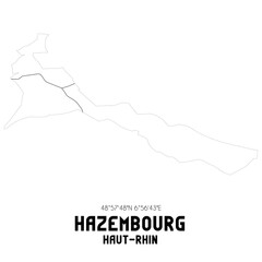 HAZEMBOURG Haut-Rhin. Minimalistic street map with black and white lines.