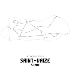 SAINT-VAIZE Somme. Minimalistic street map with black and white lines.