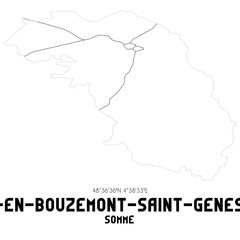 Fototapeta premium SAINT-REMY-EN-BOUZEMONT-SAINT-GENEST-ET-ISSON Somme. Minimalistic street map with black and white lines.