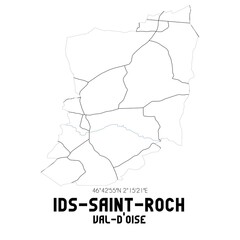 IDS-SAINT-ROCH Val-d'Oise. Minimalistic street map with black and white lines.