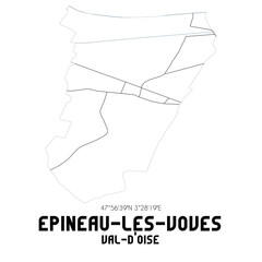 EPINEAU-LES-VOVES Val-d'Oise. Minimalistic street map with black and white lines.