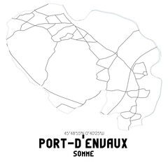 PORT-D'ENVAUX Somme. Minimalistic street map with black and white lines.