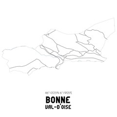 BONNE Val-d'Oise. Minimalistic street map with black and white lines.