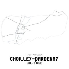 CHOILLEY-DARDENAY Val-d'Oise. Minimalistic street map with black and white lines.