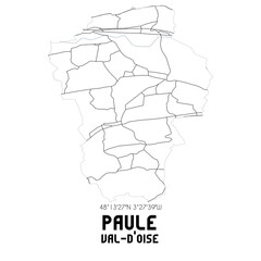 Obraz premium PAULE Val-d'Oise. Minimalistic street map with black and white lines.