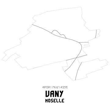VANY Moselle. Minimalistic street map with black and white lines.