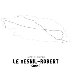 LE MESNIL-ROBERT Somme. Minimalistic street map with black and white lines.