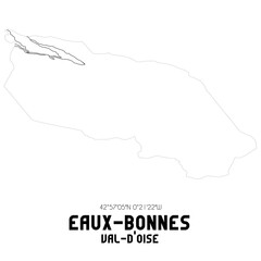 EAUX-BONNES Val-d'Oise. Minimalistic street map with black and white lines.