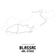 BLASSAC Val-d'Oise. Minimalistic street map with black and white lines.