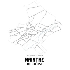 NAINTRE Val-d'Oise. Minimalistic street map with black and white lines.
