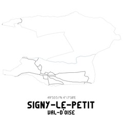 SIGNY-LE-PETIT Val-d'Oise. Minimalistic street map with black and white lines.
