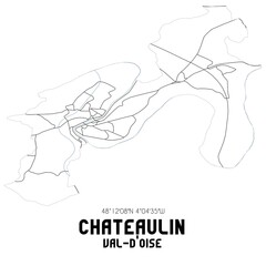 CHATEAULIN Val-d'Oise. Minimalistic street map with black and white lines.