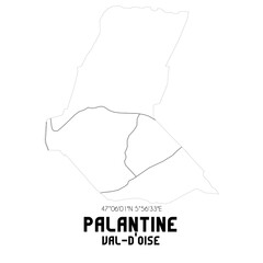 PALANTINE Val-d'Oise. Minimalistic street map with black and white lines.