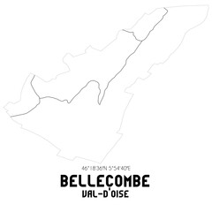 BELLECOMBE Val-d'Oise. Minimalistic street map with black and white lines.
