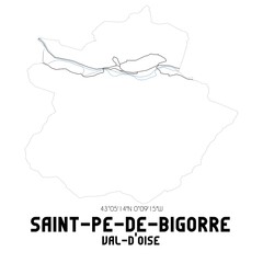 SAINT-PE-DE-BIGORRE Val-d'Oise. Minimalistic street map with black and white lines.